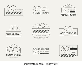 Thirty years anniversary celebration logotype. 30th anniversary logo collection.