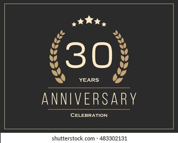 Thirty years anniversary celebration logotype. 30th anniversary logo. Vector illustration.