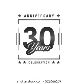 Thirty years anniversary celebration logotype. 30th year anniversary logo collection. Anniversary label. Anniversary logo template. Anniversary sign. Vector Illustration