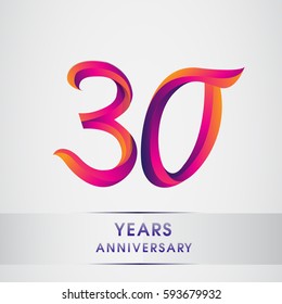 thirty years anniversary celebration logotype colorfull design, 30th birthday logo on white background