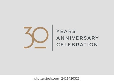 Thirty years celebration event. 30 years anniversary sign. Vector design template.