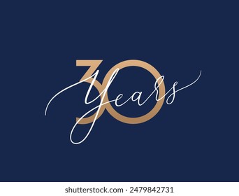 Thirty years celebration event. 30 years anniversary sign. Vector design template.