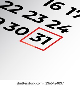 thirty-first day of the calendar vector, isometric calendar
