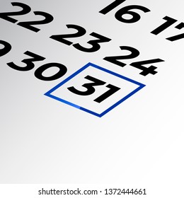 thirty-first day of the calendar vector, isometric calendar