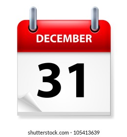 Thirty-first December in Calendar icon on white background