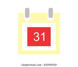 thirty-one calendar date image vector icon