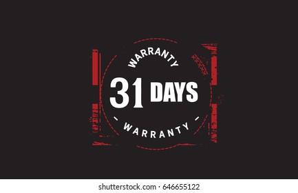 thirty-one days warranty icon vintage grunge 