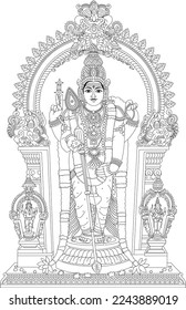 Thiruchendur Murugan Line Art _ 112