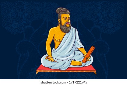 Thiruvalluvar- Ancient tamil poet vector illustration 