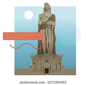 Thiruvalluvar Statue - Kanyakumari - Stock Icon as EPS 10 File