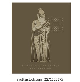 Thiruvalluvar Statue - Kanyakumari - Stock Icon as EPS 10 File