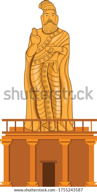 Thiruvalluvar Vector Tamil Kanyakumari Statue History Stock Vector ...