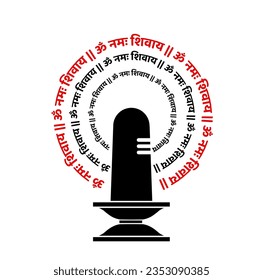 THIRUVANANTHAPURAM Biggest lord Shivlinga illustration vector icon with Hindi Shiva mantra.