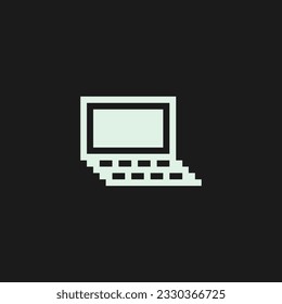 este es un elemento electrónico de 1bit un portátil en arte de píxeles con color sencillo con fondo negro este elemento es bueno para presentaciones, pegatinas, iconos, diseño de camisetas, activos de juego, logotipo y su proyecto.