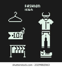 this is 1bit Fashion and shopping icon in pixel art with simple color with black background this item good for presentations,stickers, icons, t shirt design,game asset,logo and your project.