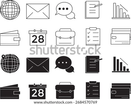 This is 20 minimalist icons set for bussiness or finance use, with lineart and glyph style