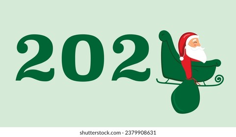 This 2024 typography design combines Santa Claus, his sleigh, and a gift bag. It captures the magical atmosphere of the holiday season and adds a touch of festive joy to your projects.