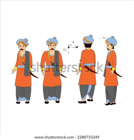 This is 2d cartoon character. Senapoti cartoon character for story. You can make 2d cartoon story with this four angle cartoon characters. This character is suitable for adobe animate cc.