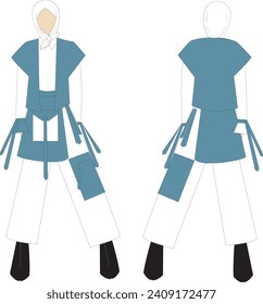 This 2D fashion illustration showcases the beauty of modest wear for Muslim women with an elegant touch of blue jeans. Fine lines and graceful design emphasize the allure of modest clothing