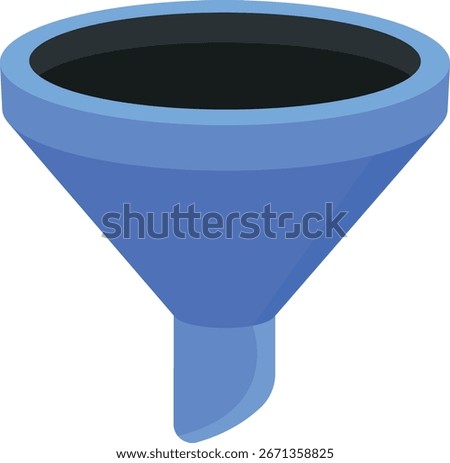 This 2D icon depicts a simple, blue funnel with a dark opening, designed with a clean, modern aesthetic.