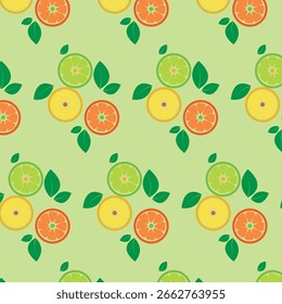 Este es un diseño de patrón de limón de 3 colores con fondo verde.
