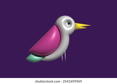 This is a 3D Bird Pink Wing Vector art design