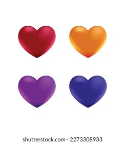 Este es un corazón 3d en diferentes colores vectorial libre de día de San Valentín.