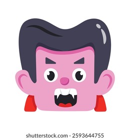 This 3d icon depicting vampire head with big fangs