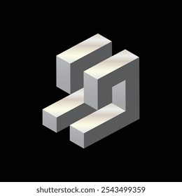 This is a 3D logo of initial JJ in uppercase that looks clean on grey and silver color combination on a black background