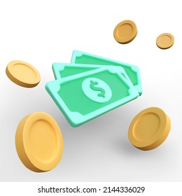 This Is A 3d Rendered Vector Mesh Illustration Of Money And Coins, Suitable For Both Web And App Use
