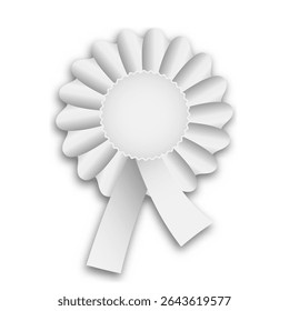 This 3D vector illustration features a white cockade with a detailed ribbon design, ideal for decoration or award ceremonies. It is a striking symbol of achievement and celebration.
