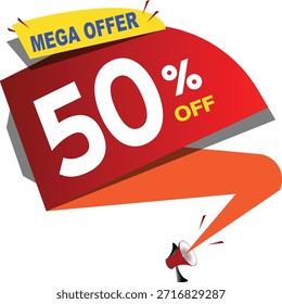 Esta é 50 por cento Mega oferta fora do vetor projeto promocional 