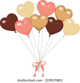 This is 8 heart balloons, pink and brown, gold, white.