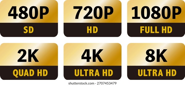 Este é um ícone 8K 4K 2K 1080P 720P 480P. Tem um fundo transparente e é fácil de usar.