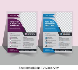 This A4-sized vector illustration template features a section with an image backdrop for posters, booklets, flyers, and brochures.