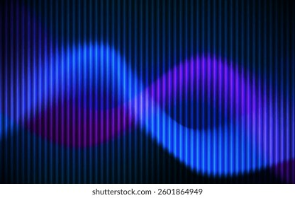 This abstract background features blue and purple light creating a wave pattern over vertical stripes.