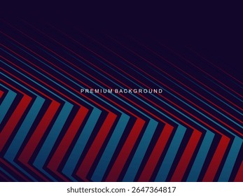 This abstract background features a pattern of diagonal lines in a red and dark blue gradient that creates an effect of depth and movement.