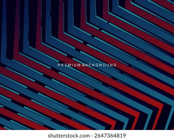This abstract background features a pattern of diagonal lines in a red and dark blue gradient that creates an effect of depth and movement.