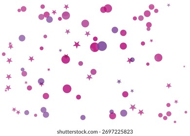 This abstract background features a scattering of circles and stars in varying sizes The shapes are rendered in a soft purple and pink gradient creating a dreamy and festive atmosphere 