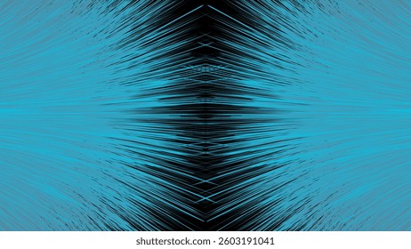 This abstract background features a symmetrical pattern of teal radiating lines converging towards a central point.