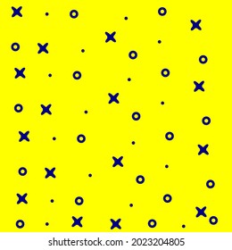 This is an abstract background, yellow in color, rectangular in shape, and consists of several shapes such as circles and crosses