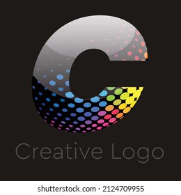 Esta es una carta colorida y abstracta con el logotipo C Vector para Empresa, logotipo de marca, ilustración colorida abstracta