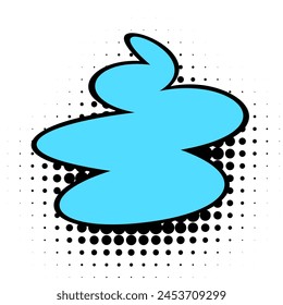 This abstract cyan swirl with a bold black outline set against a dotted background captures the essence of pop art with a modern twist.