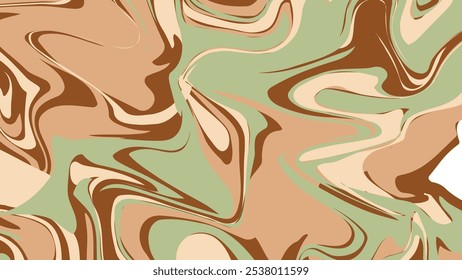 This abstract design features earthy tones of brown, beige, and green, creating a mesmerizing swirl pattern reminiscent of natural landscapes.