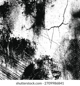 This abstract design is ideal for backgrounds, overlays, graphic effects, and retro-style artwork. Distress Grunge Texture. Seamless Pattern. Halftone Old, Retro Background. Broken, Cracked Wall.