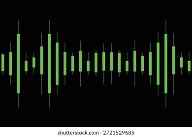Esta ilustração digital abstrata apresenta uma onda equalizadora vetorial verde e azul formando um gráfico de barras de crescimento financeiro para representar a frequência de dados de áudio e o volume de mercado em um design de negócios moderno