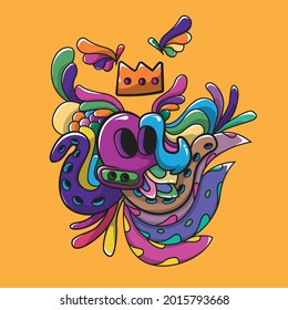 this is an abstract doodle image. This illustration symbolizes freedom. This illustration can be used for t-shirt screen printing needs, stickers and others.