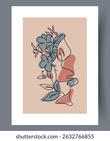 This Abstract Floral Face Art Print is perfect for adding a touch of modern decor aesthetic
