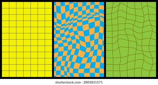 This abstract geometric pattern collection features three unique grid designs, including a classic square grid, a colorful warped checkerboard, and an organic wavy mesh. Perfect for modern graphic design projects, vector backgrounds, wallpapers, branding, presentations, posters, web design, packaging, and creative digital artwork. Clean lines, vibrant colors, and optical distortion effects make this versatile set ideal for both commercial and personal use.

#Abstract #Geometric #Grid #Pattern #Vector #Background #Mesh #Warped #OpticalIllusion #Checkerboard #Minimal #Modern #Texture #GraphicDesign #Wallpaper #Creative #DigitalArt #Illustration #Geometry #DesignResources