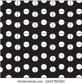 Este design de padrão geométrico abstrato apresenta uma impressionante coleção de ilusões ópticas em preto e branco dispostas em uma grade limpa e moderna. Cada seção apresenta semicírculos, quartos de círculo.
